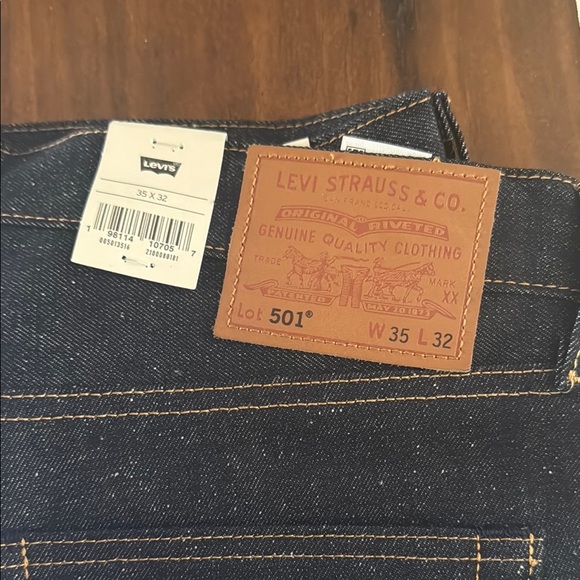 Levi’s 501 Original Men’s W35 L32 Dark Blue shrink to fit Selvedge Denim - Picture 4 of 5